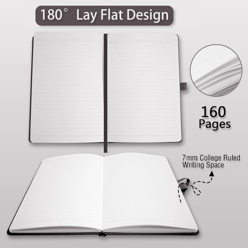 Heture Hardcover Notebooks, A5 Lined Journals Notebook for Writing 160 Pages, 8.2 x 5.5 inch, Classic Ruled Notebooks for College/Work/Travel (Black, 1 Pack) - Image 4